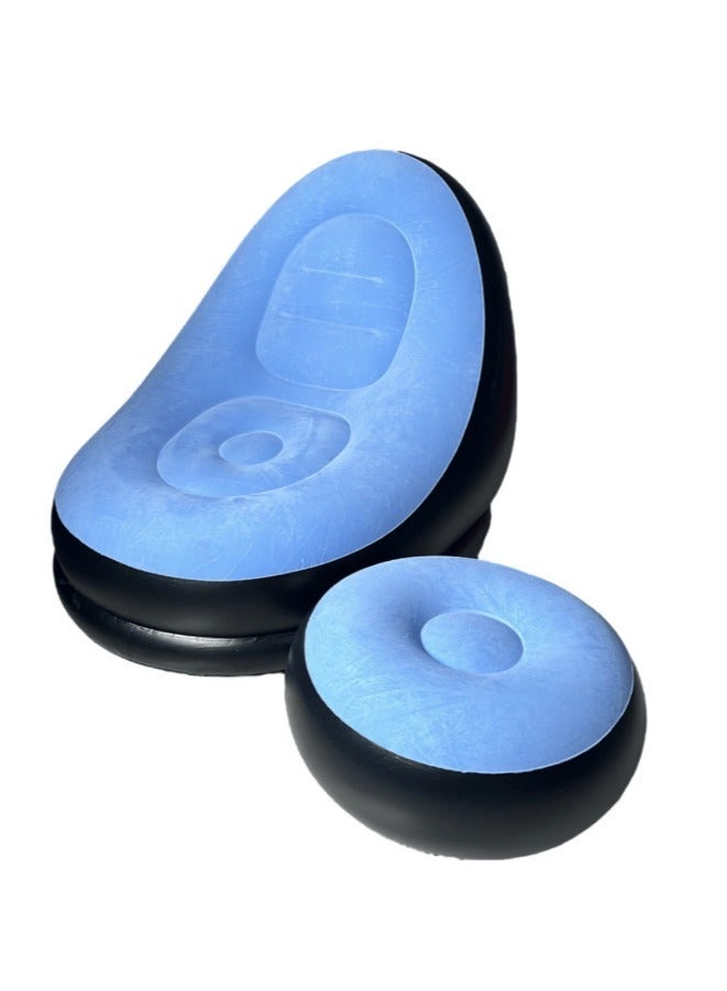 FEND 2-In-1 Inflatable Lounge Chair Set with Built-In Air Pump, Portable Recliner Sofa Chair for Home, Balcony, Camping & Relaxing, Lightweight Foldable Air Sofa for Rest & Sleeping - Image 4